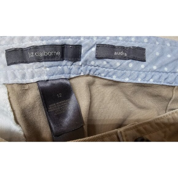 Liz Claiborne Audra Womens 12 Beige Khaki Mid Rise Cotton Capri Pants 32X16 - Picture 11 of 12
